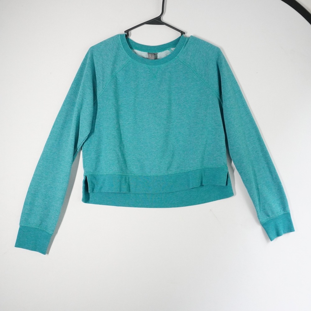 Sweaty Betty‎ London Medium Teal Blue Cropped Sweatshirt Long Sleeve Pullover